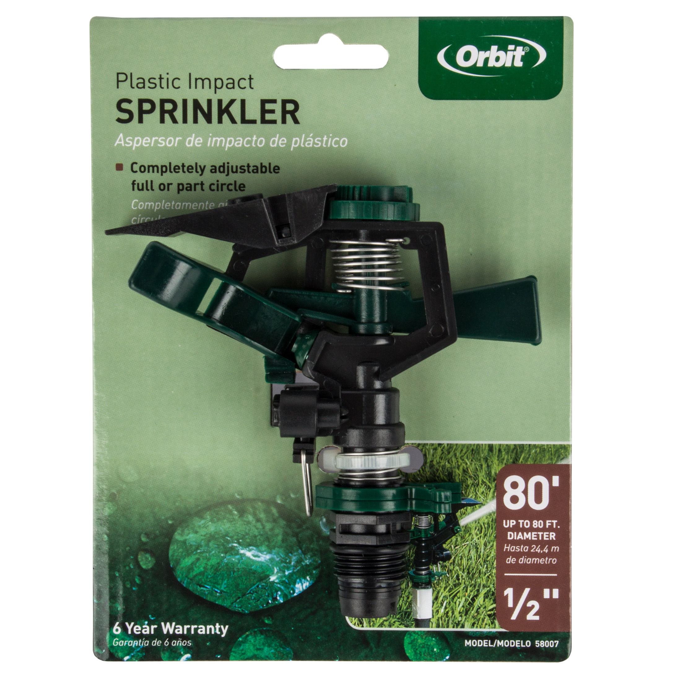 Orbit Sprinkler Impact Plas Adjust 1/2Inch