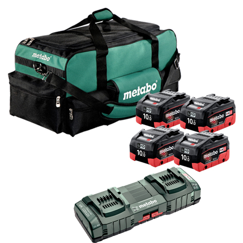 Metabo Garden Combo 2 – 4 x LIHD 18V 10.0Ah Battery Pack + Dual Charger + Bag