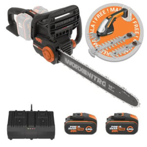 Worx 40V Cordless Brushless NITRO Chainsaw 40cm PRO 4.0Ah Kit + FREE 20V Cordless ZEN 3-In-1 Trimmer (Tool Only)