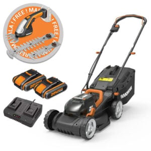 Worx 40V Cordless Lawn Mower 34cm 2.0Ah Kit + FREE 20V Cordless ZEN 3-In-1 Trimmer (Tool Only)