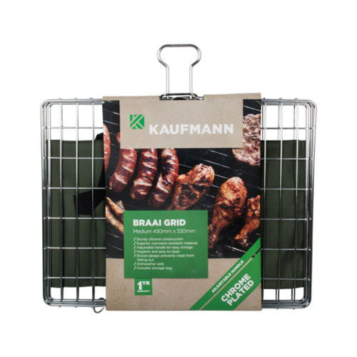 Kaufmann Braai Grid Adjustable Chr/Plated Box Med